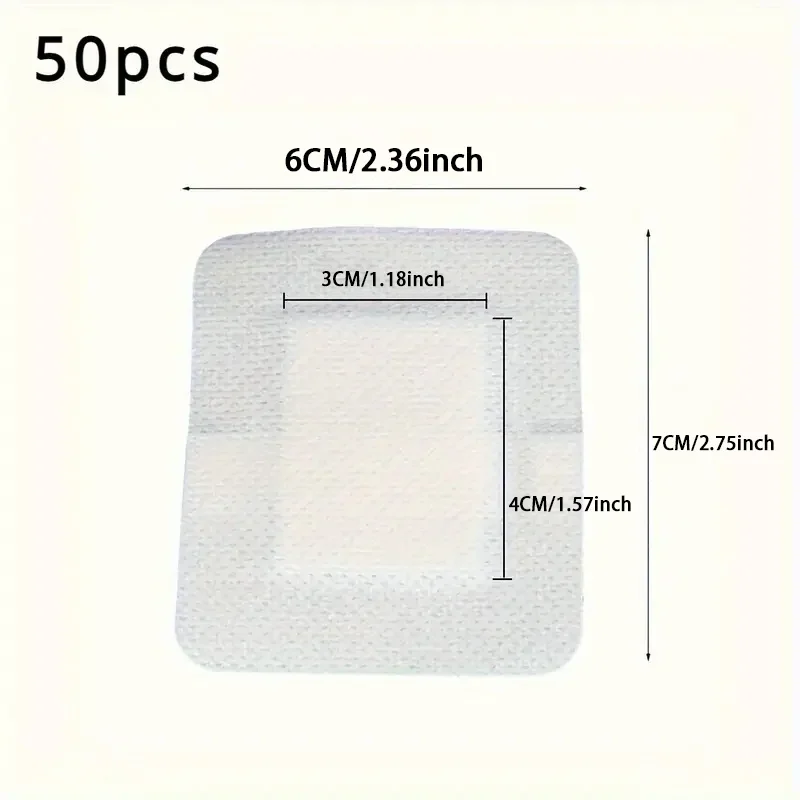 50pcs Breathable Edge Gauze Patch, Self-adhesive Wound Dressing, Anti-seepage Elastic Transparent Tape Patch, Blank Dressing