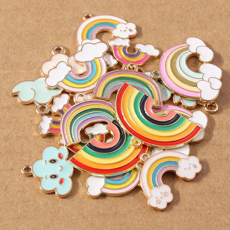 

10pcs/lot Cute Enamel Rainbow Charms for Jewelry Making Cartoon Clouds Charms Pendants for Necklaces Earrings DIY Accessories