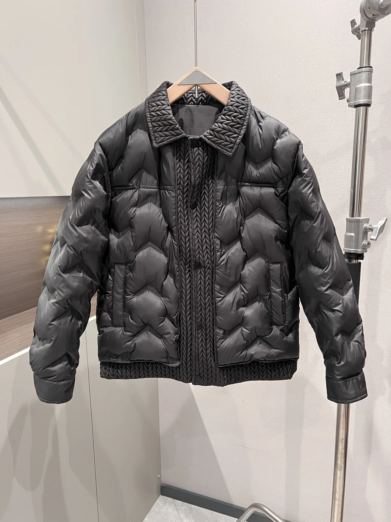 Men's Winter Cotton Jaet Collar up Faion Splicing Barley Casual Thiened Daily Wear Slim Fit Youthful Sle