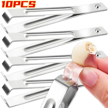 1/10PCS Stainless Steel Garlic Peeler Quickly Garlic Peeling Pig Hair Plucking Clip Manual Tweezers Kitchen Gadgets Accessories