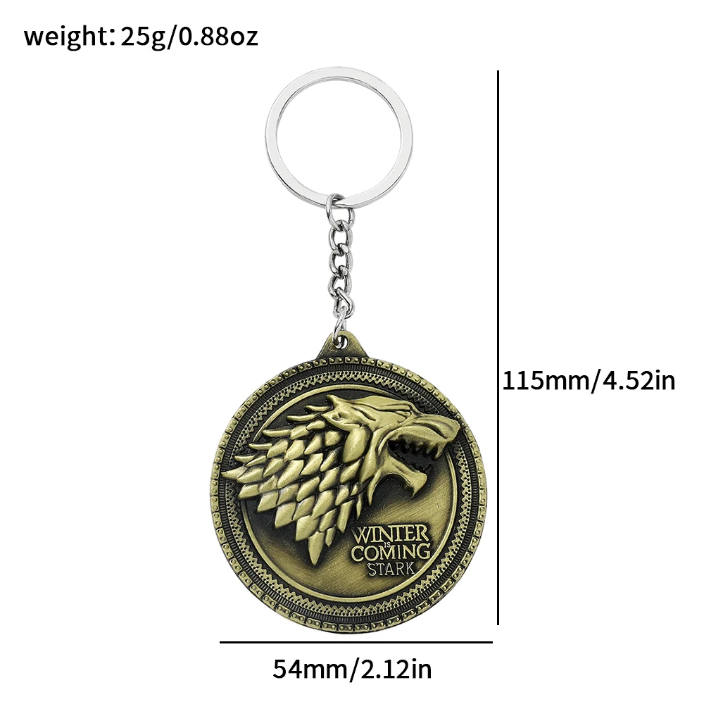 Game of Thrones Winter Is Coming House Stark Wolf Head Badge