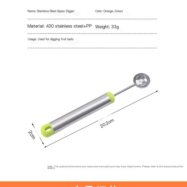 Melon Watermelon Ball Scoop Fruit Spoon Ice Cream Sorbet Stainless Steel Cooking Tool Kitchen Accessories Gadgets 6