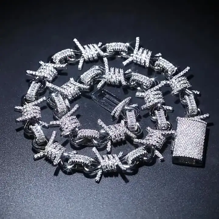 19mm Thorns Iced Out Chain Necklaces for Men Women Bling 5A CZ