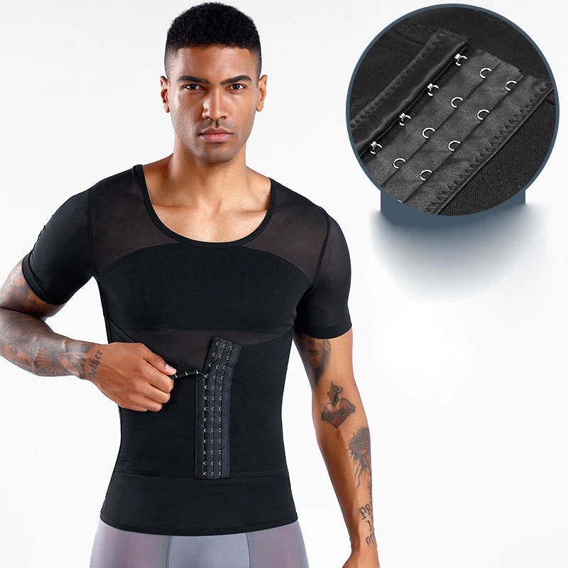 Men Slimming Body Shaper Chest Compression Belly Abdominal Corrector Building Undershirt Gynecomastia Trimmer Tops
