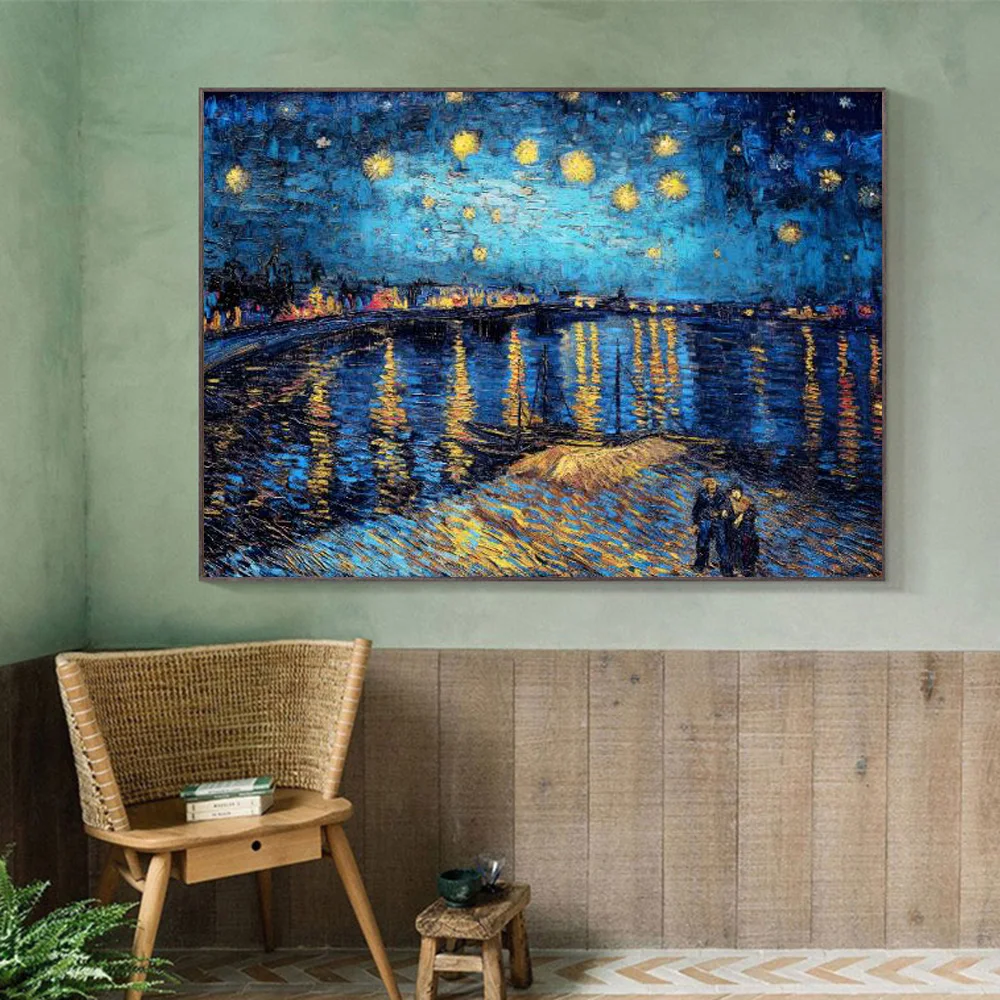 Van Gogh's Almond Blossom and Starry Night Vintage Canvas Art Wall Decor