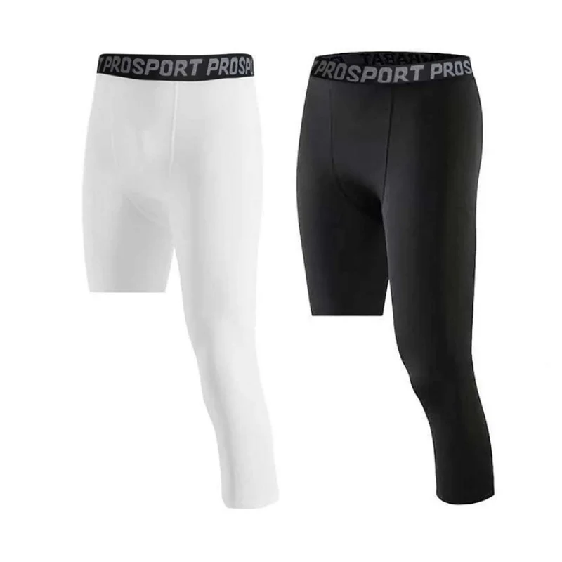 Sports Leggings Compression Pants Single Leg Basketball Leggings Quick Drying 3/4 Men Running Football Yoga Fitness Compression Pants Sports Clothing Accessories