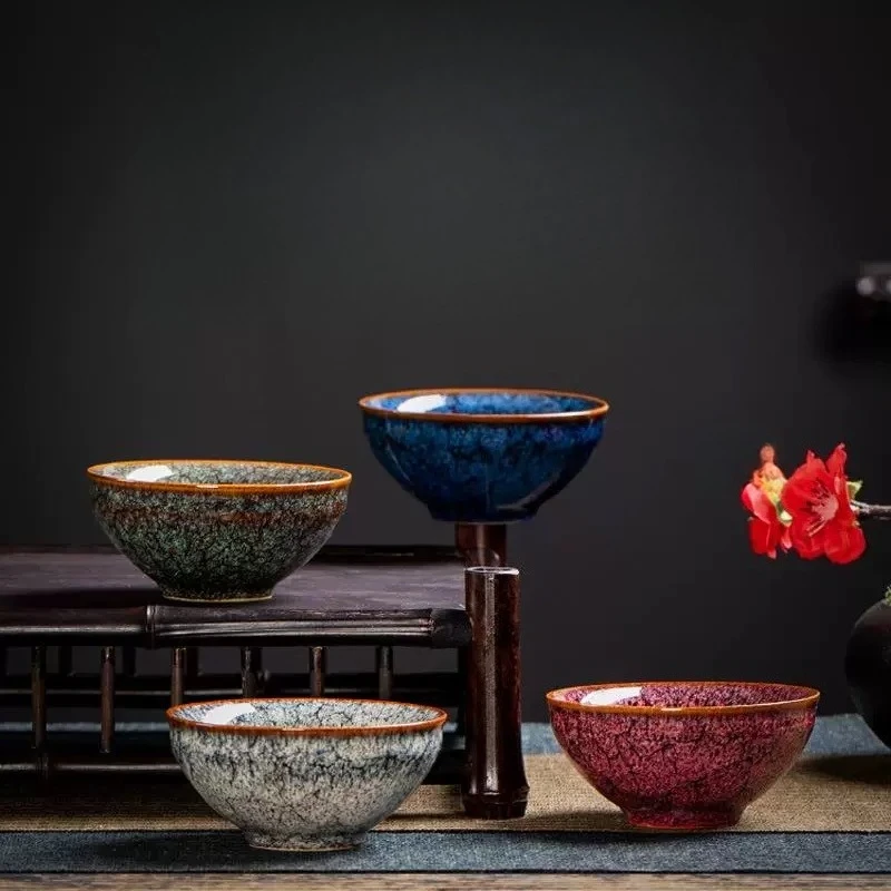 Kiln Transformed Into Four Seasons Cup Tea Cup Tea Kung Fu Tea Set Household Ceramic Tea Cup Tea Bowl Souvenir Gift Box