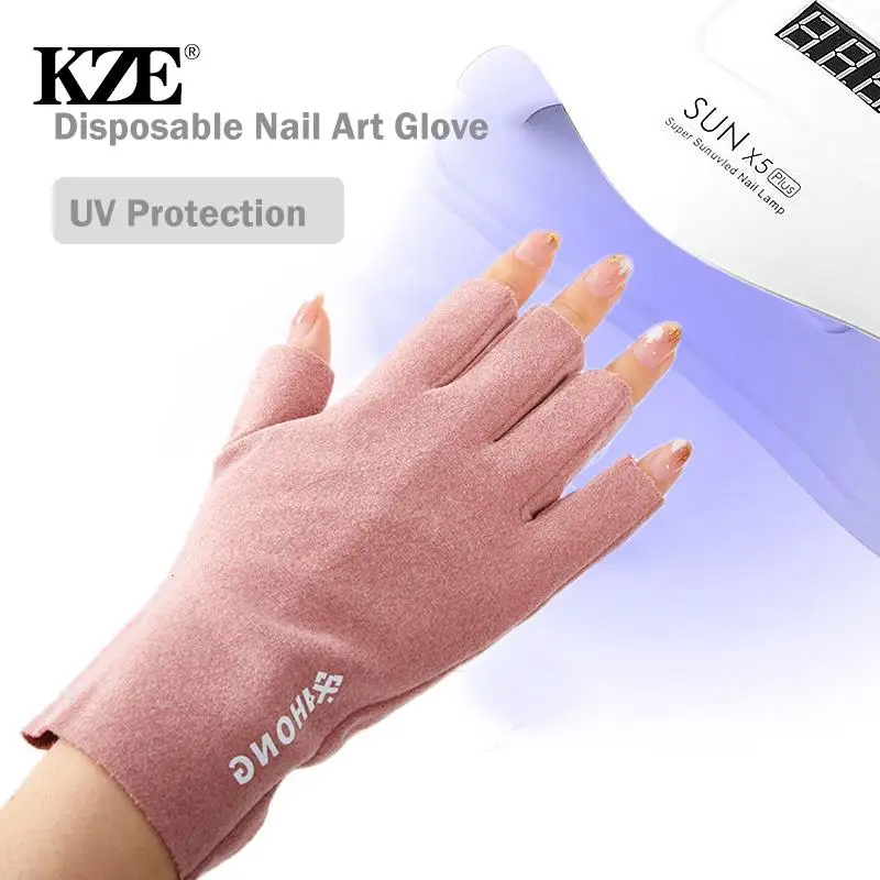 2pcs Anti Uv Rays Protect Gloves Nail Gloves Led Lamp Nail Uv