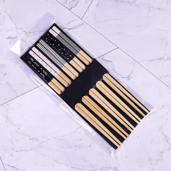 Bamboo Wooden Chopsticks Set - 5 Pairs of Eco - Friendly Tableware (F)
