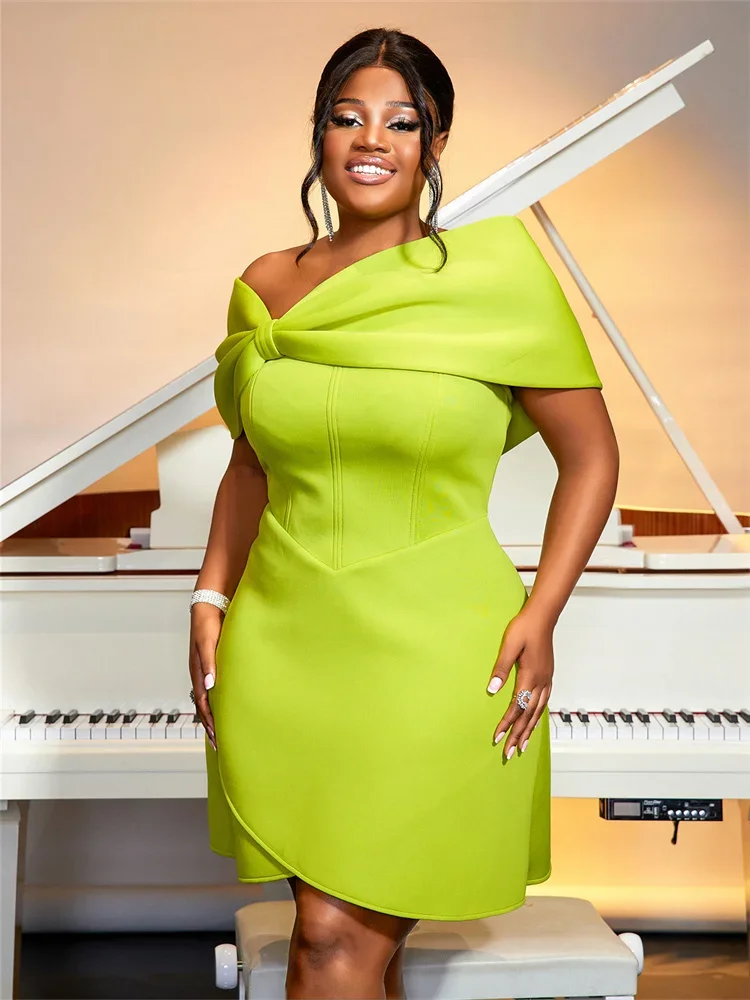 Wmstar Women Plus Size Dress Summer Large Size Elegant Short Sleeve Solid Color Sexy Stretchy Casual Dresses Sundress Clothing