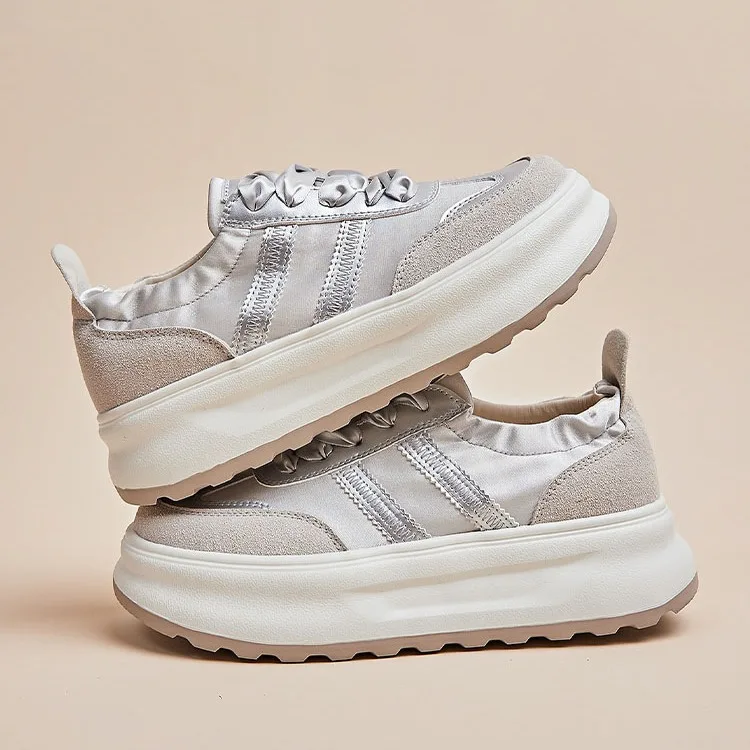Silver German training shoes women 2024 spring new non-slip sports casual color matching small white shoes