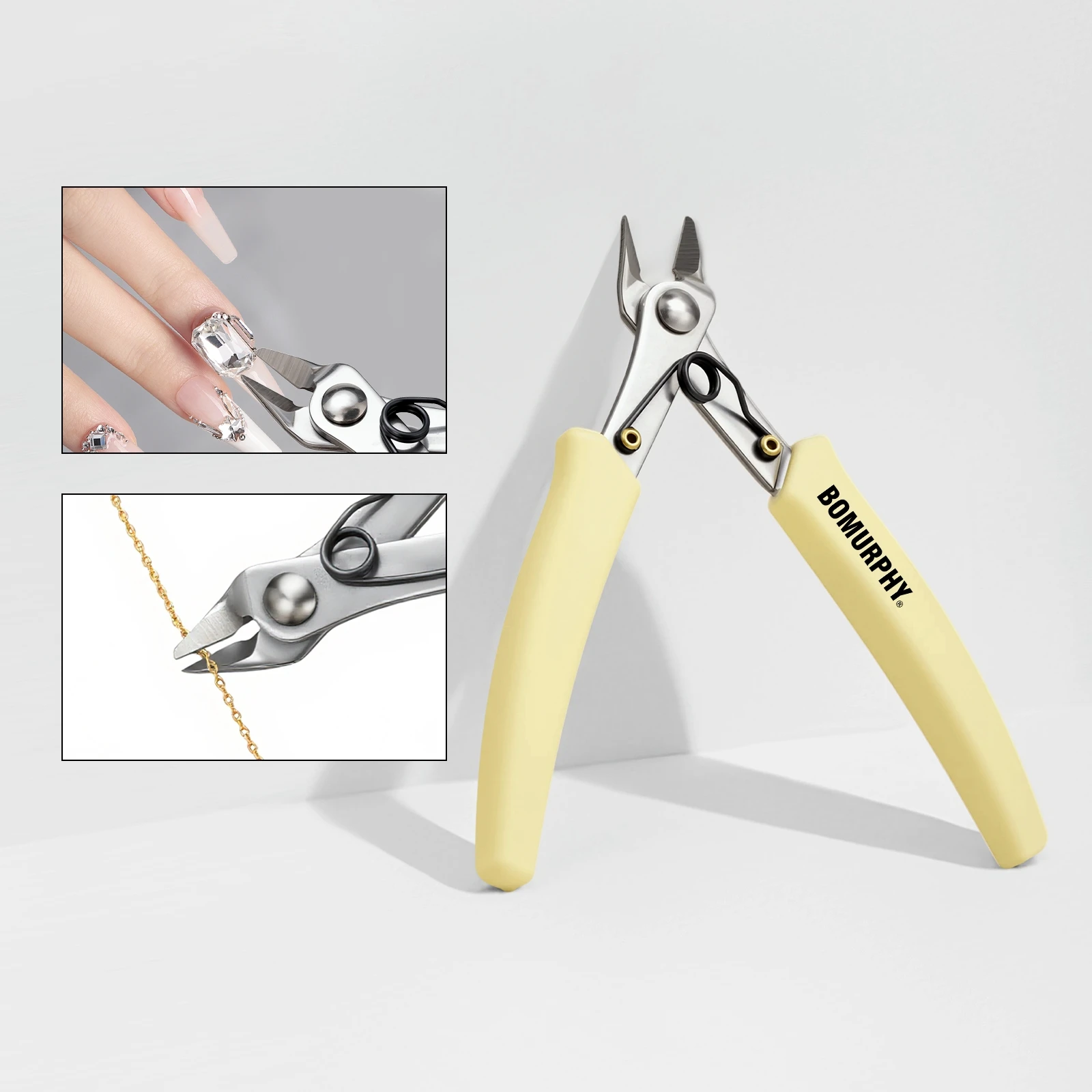 BOMURPHY Jewelry Side Cutters Precision Flush Pliers for Nail Art Gem Chain Cutting DIY Crafts