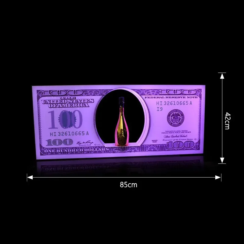 Nightclub Bar LED Glowing US Dollar Messages Board Sign Liquor VIP Wine Bottle Display Holder Stand Glorifiers Service Presenter