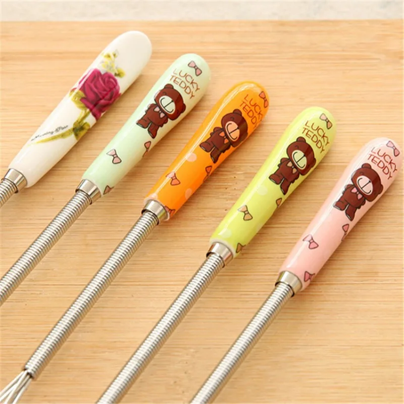 Cartoon Little Bear Egg Beater Coffee Milk Drink Mixer Ceramic Handle Stirring Whisk Frother Foamer Kitchen Gadgets