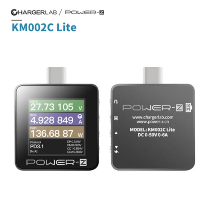 Charger Tester ChargerLAB POWER-Z KM003C USB PD3.1 Protocol 48V Range Dual Type-C Tester Charger Voltage Current Ripple Dual Volt Meter Power