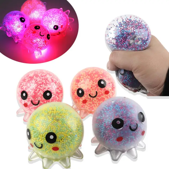 Luminous Octopus Ball Toy With Light Anti Stress Squeeze Rising Squishy Toy Soft Sticky Stress Relief Toys For Kids Adults 1