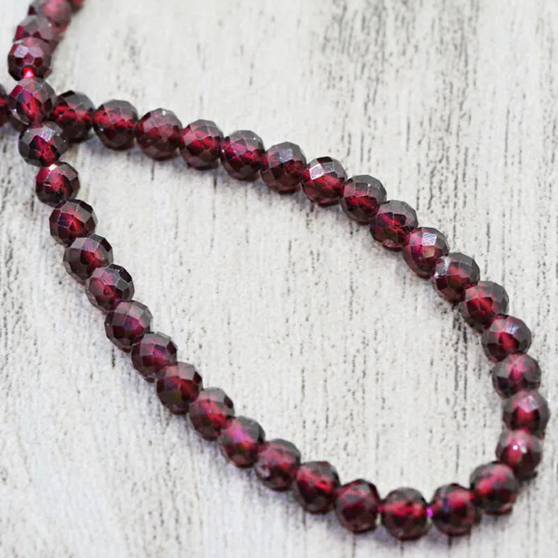 100% Natural Red Garnet Stone Quartz Faceted Pyrope Crystal Gemstone Loose Bead 2/3/4MM For Jewelry Making DIY Bracelet Necklace
