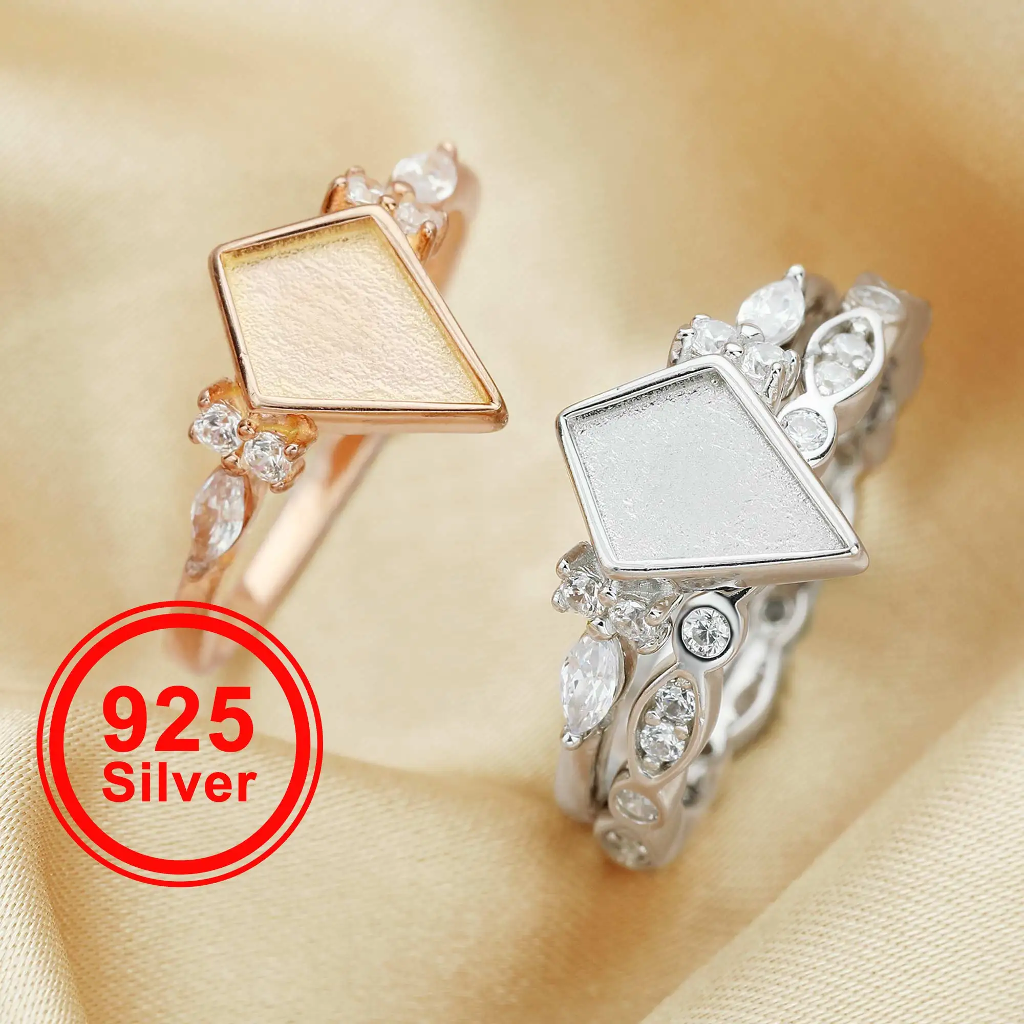 7x10MM Keepsake Breast Milk Resin Ring Settings,Stackable Solid Back