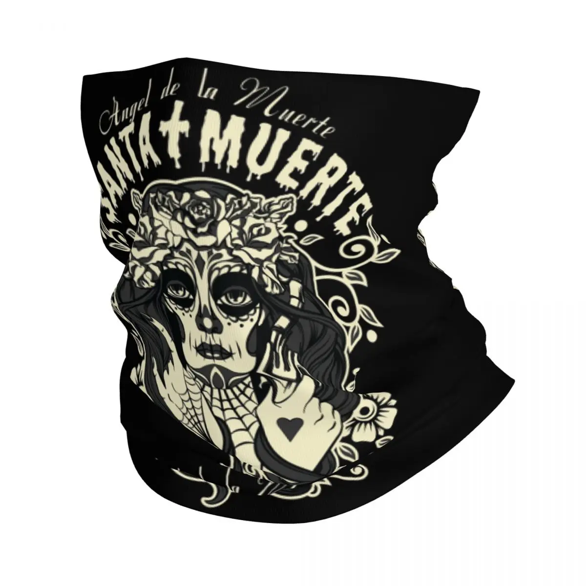 

Angel De La Muerte Santa Muerte Bandana Neck Warmer Men Women Winter Ski Hiking Scarf Gaiter Face Cover