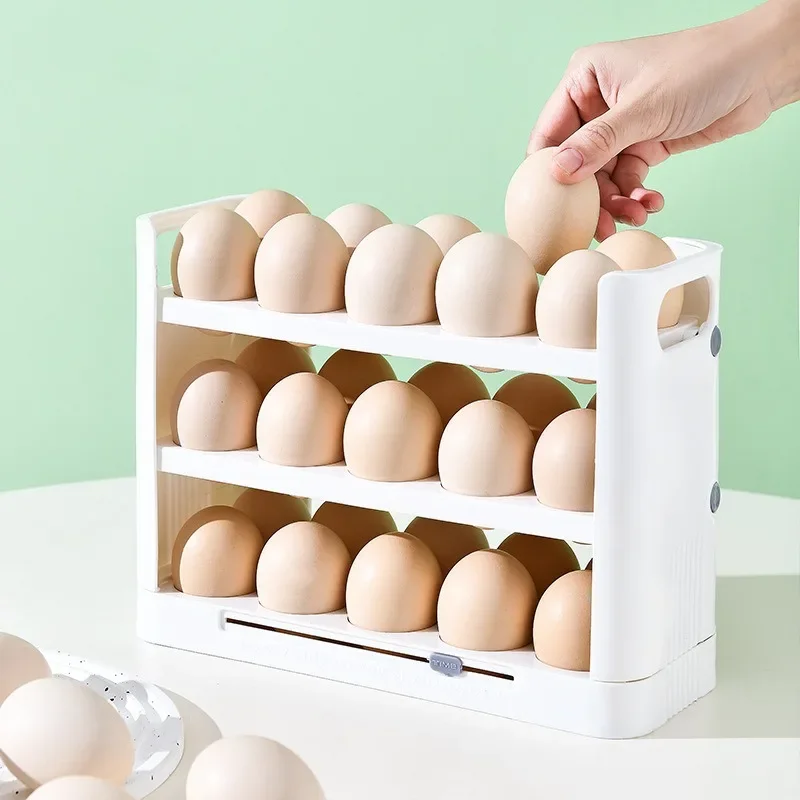 Egg Dispenser Egg Storage Box Egg Storage Container Egg Holder for Refrigerator Detachable 36 Flip Egg Storage Organizer Refrigerator Side Door Holder with Timer