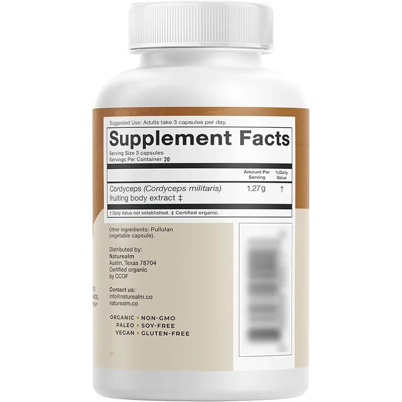 Cordyceps Sinensis Capsules-Mushroom Extract, 60 Vegetarian Capsules