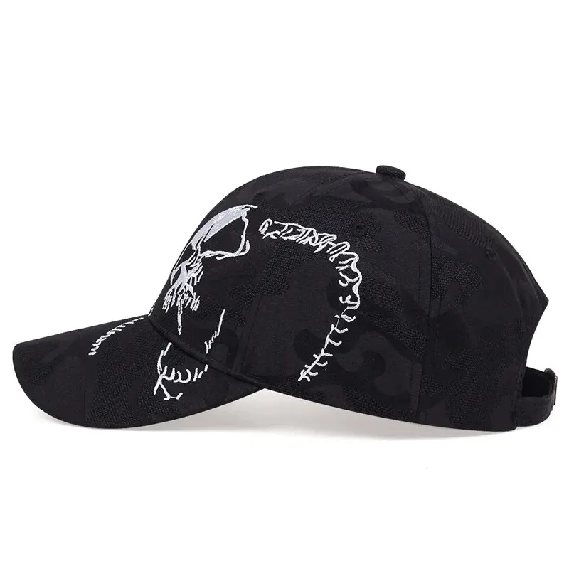 Baseball Caps Sun Hats Side Skull Pattern Embroidery Adjustable Casual Hats Spring and Autumn Outdoor