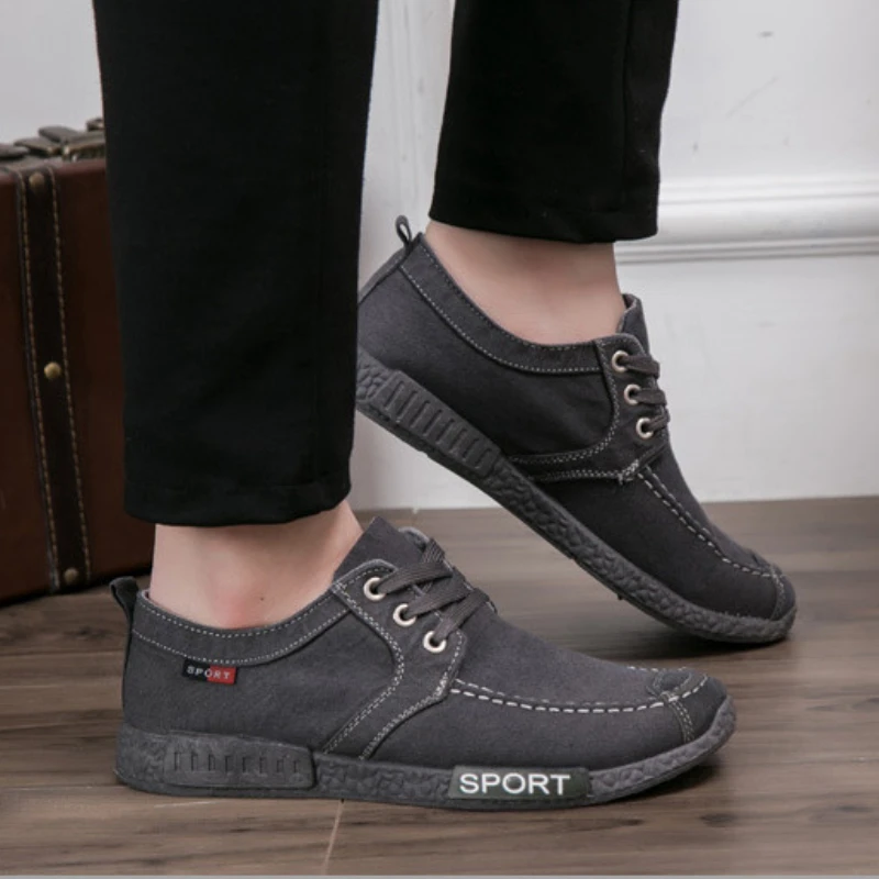 Canvas Shoes for Men 2026 New Breathable Lace-up Men's Casual Shoes Fashion Comfortable Vulcanize Shoes Outdoor Men's Sneakers - 5