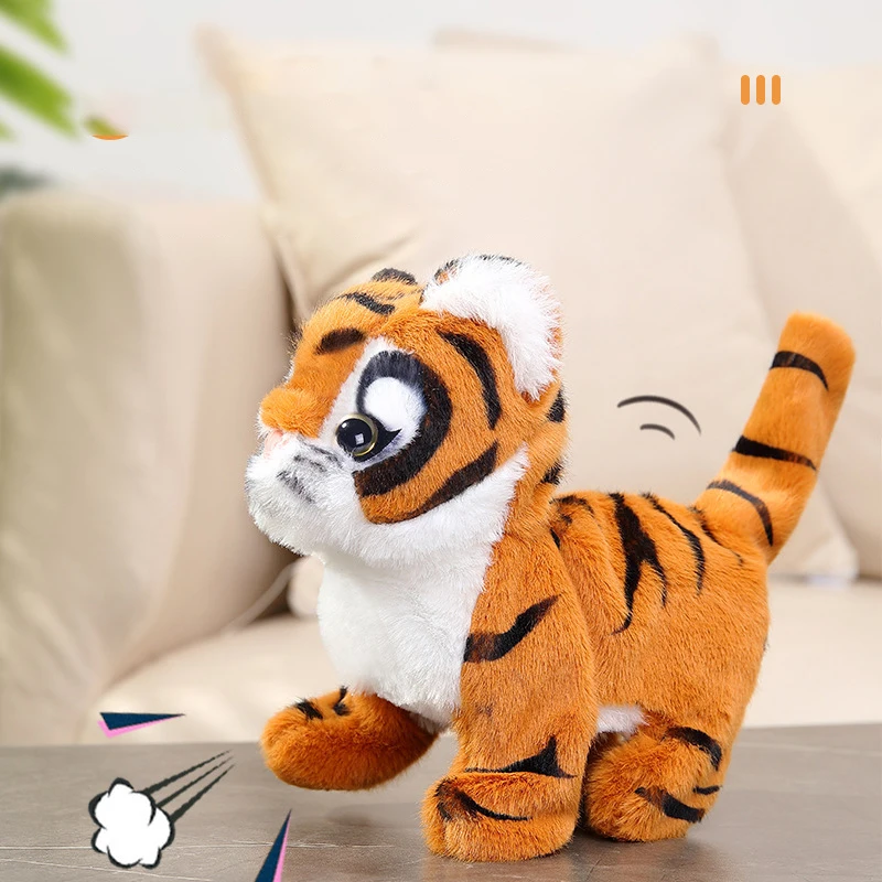 Realistic Tiger Stuffed Animals Plush Toys Durable Stuffed Animal Tiger Electric Plush Christmas Gifts for Toddler Kids Children