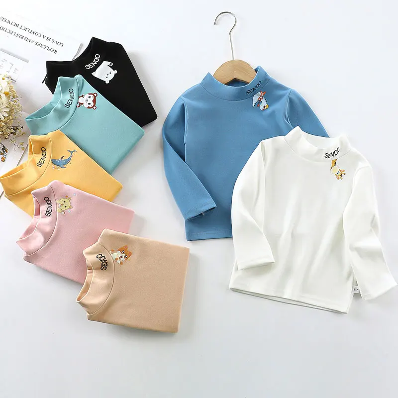 Children T Shirts Autumn Winter Tops for Kids Long Sleeve Boys Girls Undershirts Warm Cartoon Baby Tees Teeanger Underwear