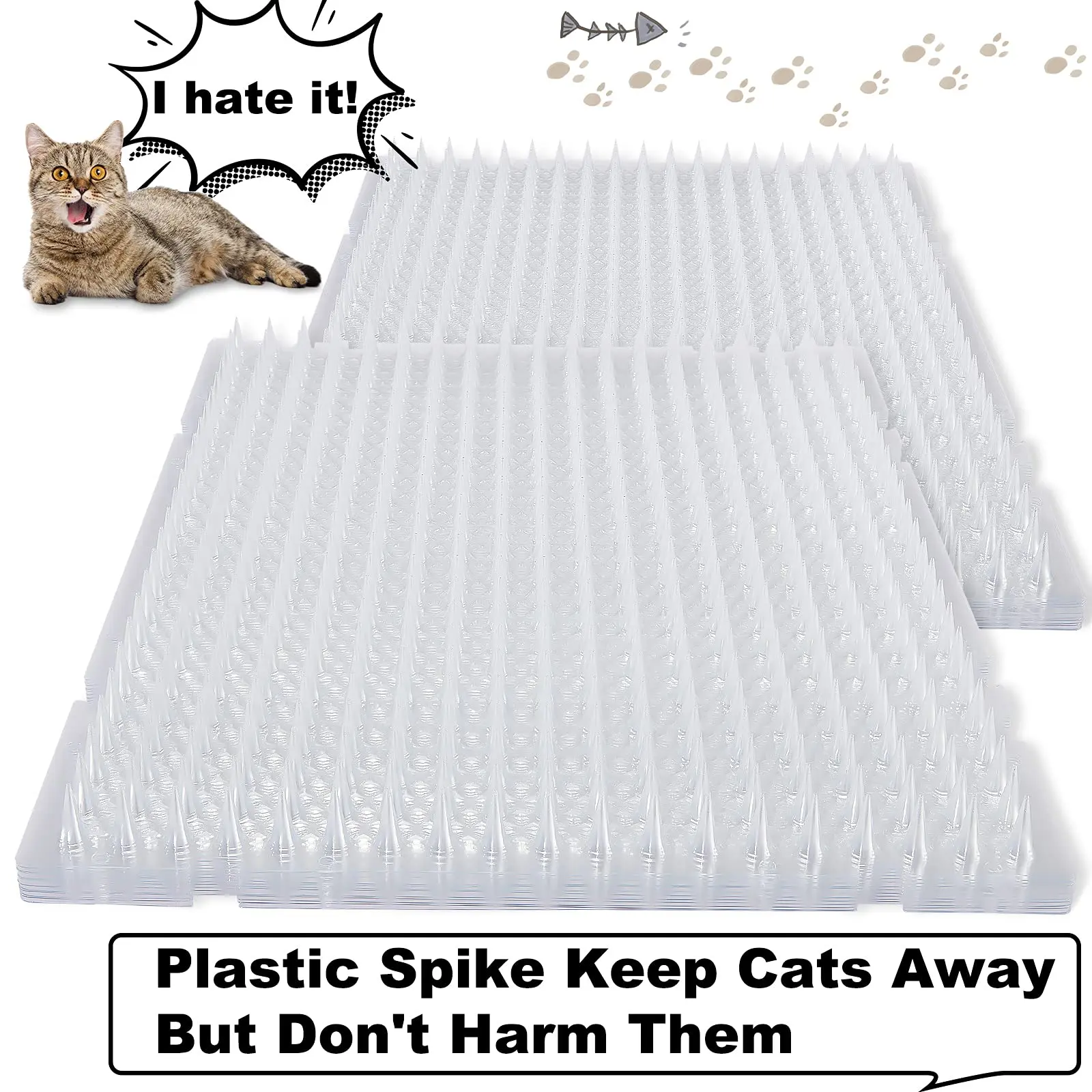 16 Pack Cat Repellent Outdoor Scat Mat Cats Dogs Plastic Mats with Spikes Clear Spiked Deterrent Training Pet Mat Cat Repellent