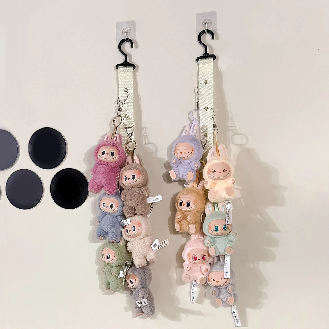 For Labubu Storage Rope With 8 Clips Wall Hanging Plush Doll Pendant Holder Door Closet Organizer for Labubu Collections