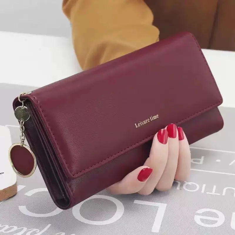 

New Fashion Women Wallets Brand Letter Long Tri-fold Wallet Purse Fresh Leather Female Clutch Card Holder Cartera Mujer Bags