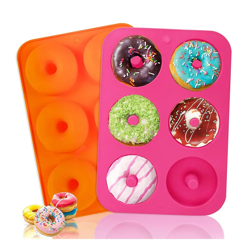 6 Holes Silicone Donut Mold Bagel Pan Non Stick Mini Donut Pan For
