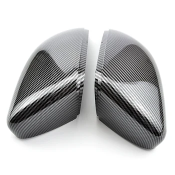 글로스 블랙 카본 블랙 윙 문짝 백미러 커버, VW 골프 6 GTI 2010-2013 R20 골프 6 R 투란 2011-2015, 1 쌍