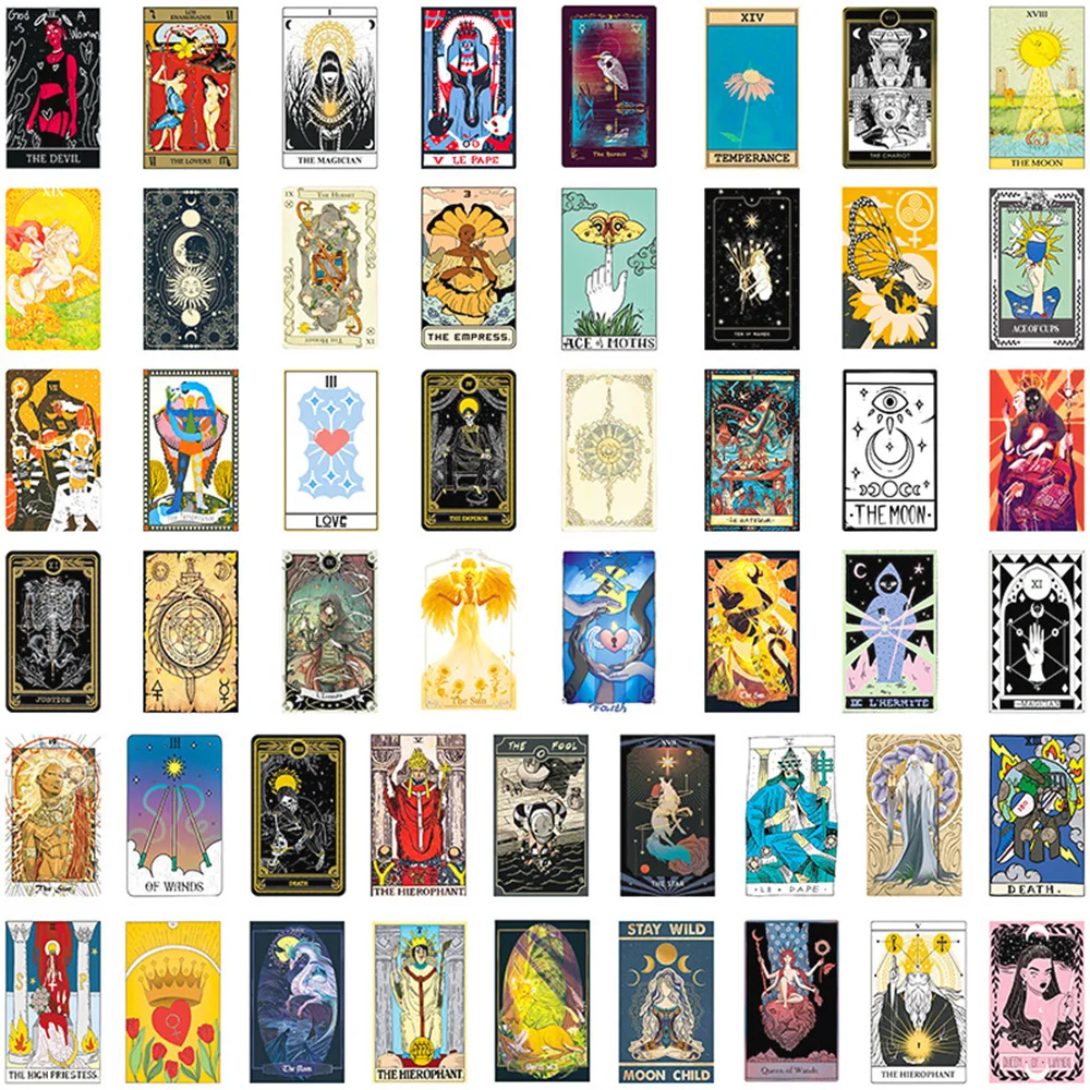 10/30/50PCS Divination Tarot Card Stickers Aesthetic DIY Fridge Laptop  Skateboard Phone Car Art Graffiti