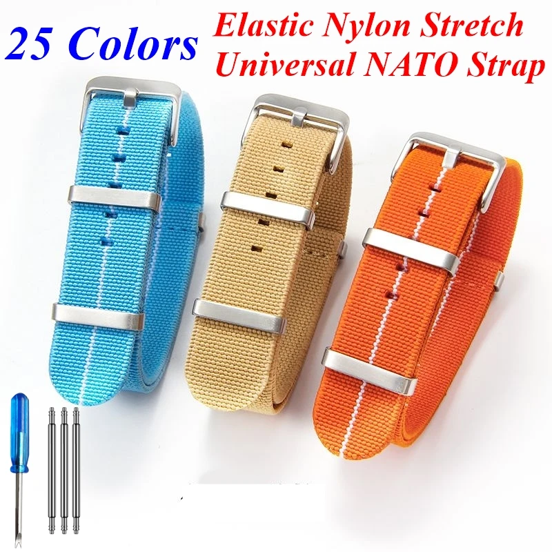 Elastic Nylon NATO Watch Strap - Multi-Size Diving Universal Bracelet