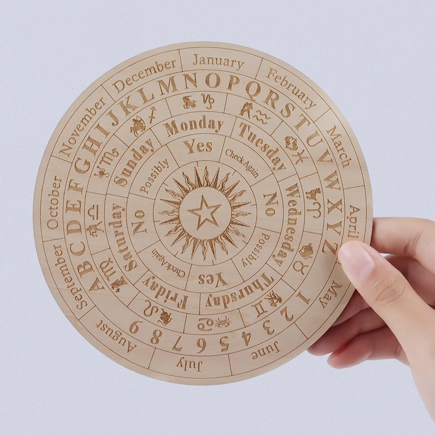 Wooden Twelve Constellation Divination Pendulum Board Sign Home Decor Star Sun Moon Altar Message Board Meditation Ornaments
