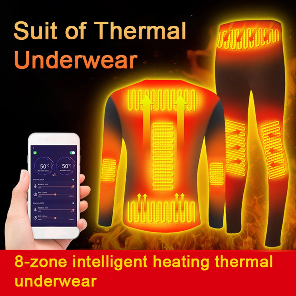 

Intelligent Heating Thermal Underwear Set 8-Zone USB Electric Heated Suit Support APP Control 5-Level Temperature Adjustment