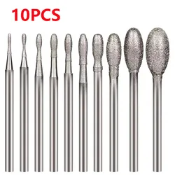 Oval Diamond Burr Set for Stone Carving - 10 Piece Kit