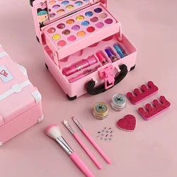 Children Makeup Kit Toy Secure Non-Toxic Washable Makeup Set Little Girls Pretend Play Princess Makeup Toys Kit Birthday Gifts