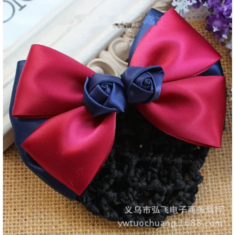 

Professional Headwear Bow Temperament Ribbon Hotel Maid Professional Hair Accessories Top Clip Ribbon Hairnet