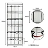 24 Pockets Wall Storage Bag Clear View Pocket Hanging Shoe Organiser Rack Behind Doors with 4 Metal Hooks Shoes Rack Storage Bag 6
