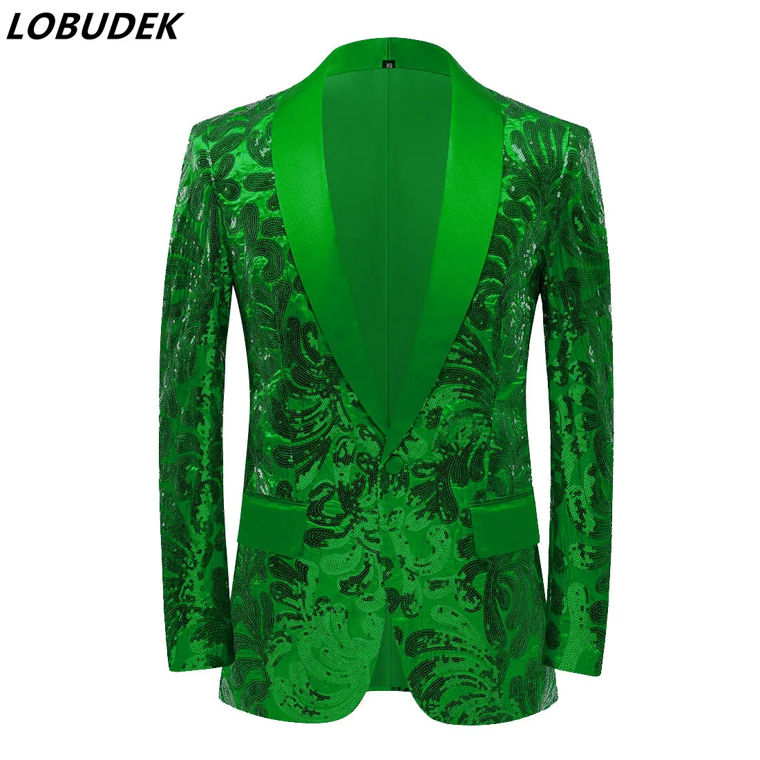 

Men's Glitter Sequins Blazers Slim Shawl Lapel Wedding Tuxedo Bar Stage Singer Concert Performance Suit Coat Fashion Costume