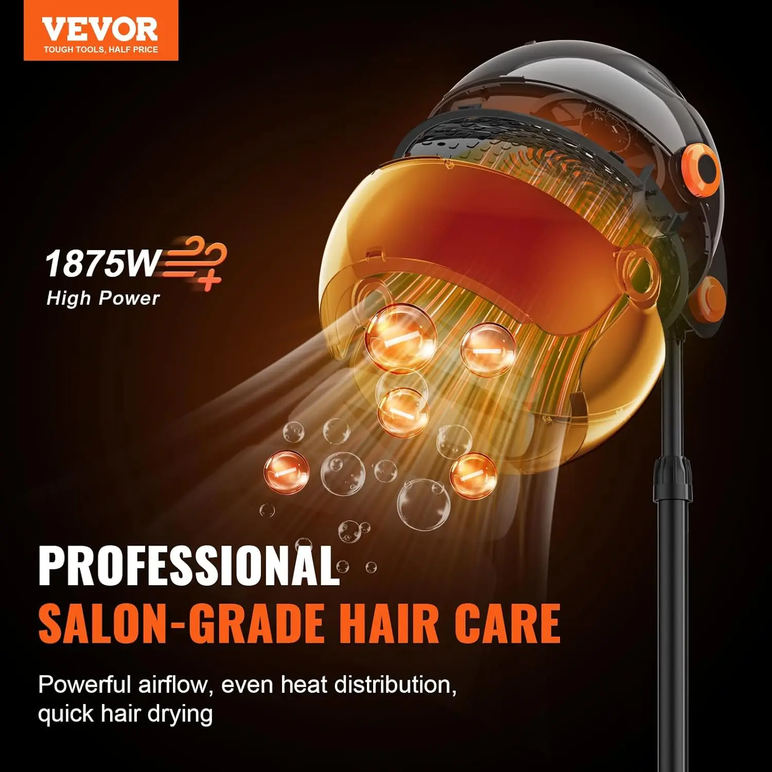 Ionic Hooded Hair Dryer with Variable Speed & Temperature Adjustment, 1875W, Sit Under Hair Dryer with Timer for Beauty Sa 3