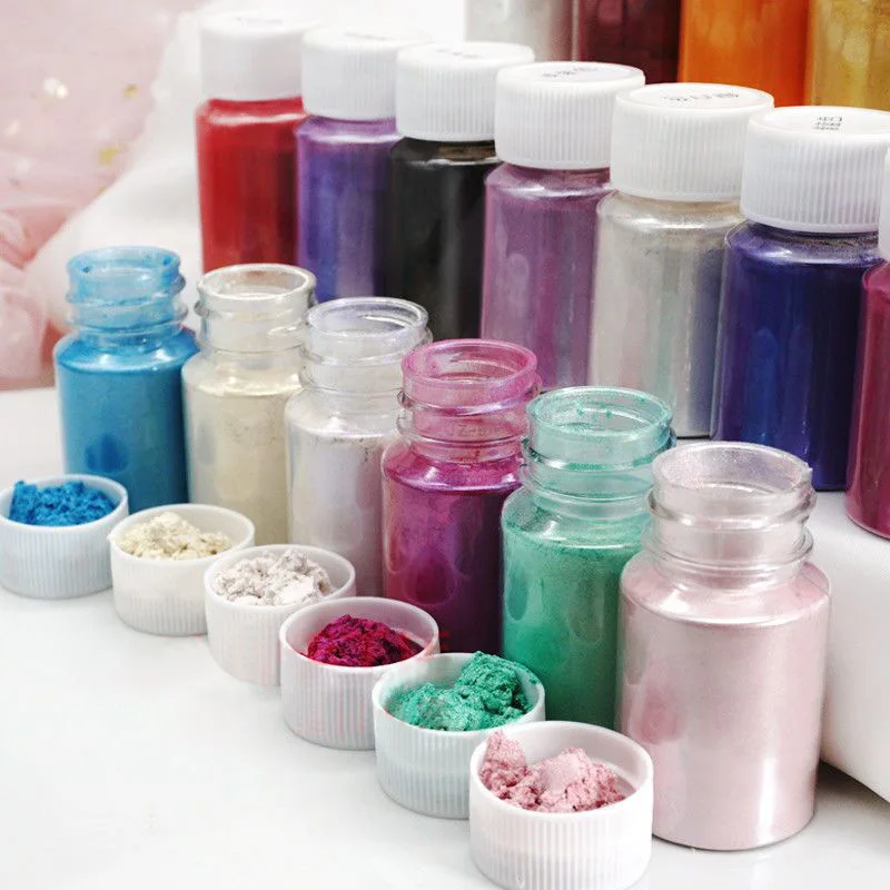 Polarized Color Pearl Mica Powder 10g/Bottle Slime Soap Candle Epoxy Resin Colorant Pearlescent Pigments Nails Oil Gel Toner mica powder