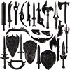 Medieval MOC Weapon Figure Accessories Bow Arrow Sword Shield Axe Hammer Spear Gun Trident Building Block Children Toy Gift K039 3