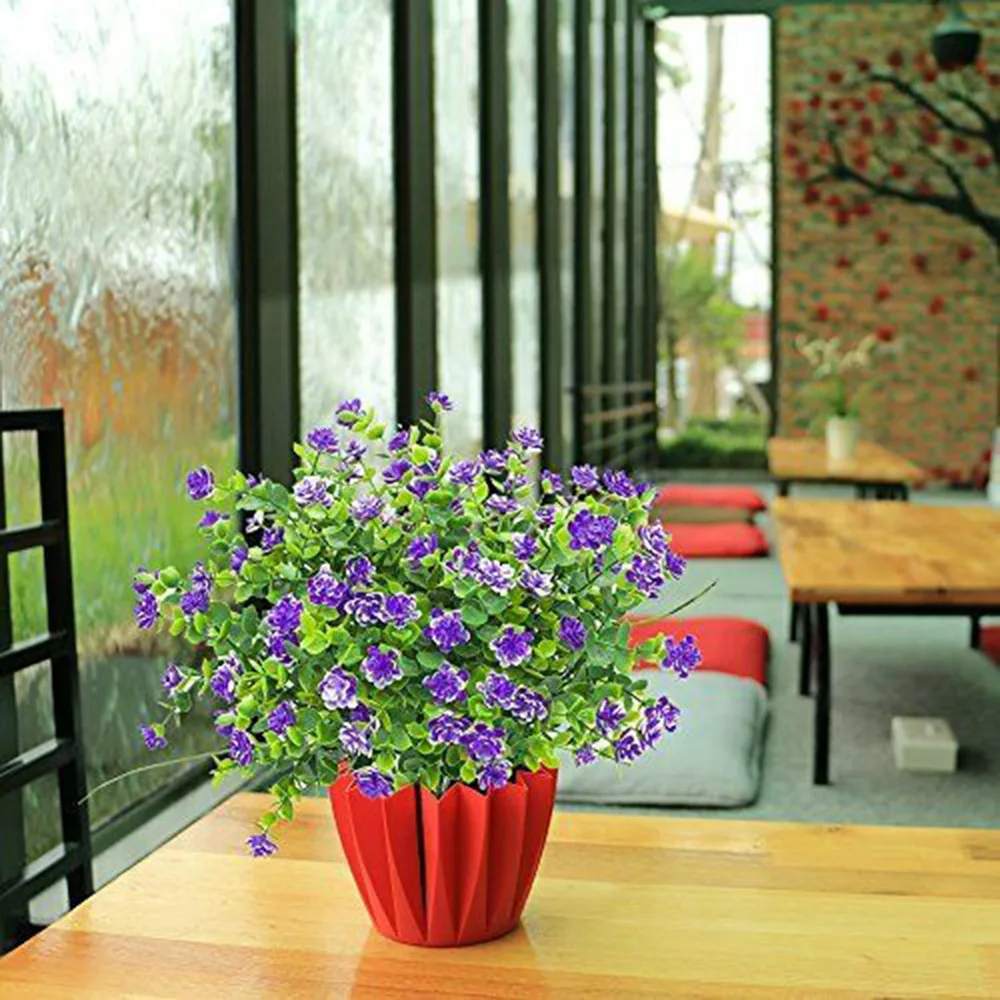

4 Bundles Artificial Flowers Fake Outdoor Plants Faux Plastic Home Garden Decor Durable And Practical To Use Bundles Artificial