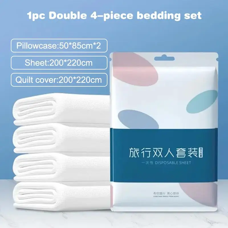 Waterproof Disposable 4-Piece Bedding Set with Extra Thick Nonwoven Sheets - Ideal for Hotels, Clinics, and Travel