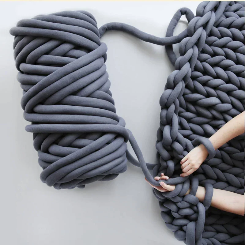 500g Thick Velvet Chunky Yarn Bulky Giant Thread Hand Knitting Woven Thread Basket Blanket Carpets DIY Arm Soft Blanket Carpet 4