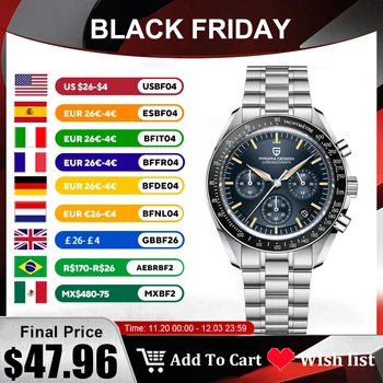 2025 New PAGANI DESIGN Moon V6 Men's Watches Luxury Quartz Watch For Man Chronograph VK63 Men Gift AR Sapphire Mirror Luminous 1